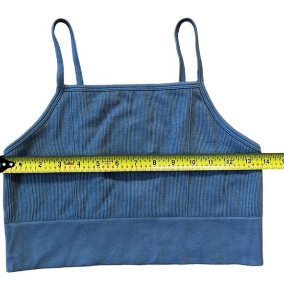Fabletics Blue Ribbed Midi Bralette - Picture 5 of 7